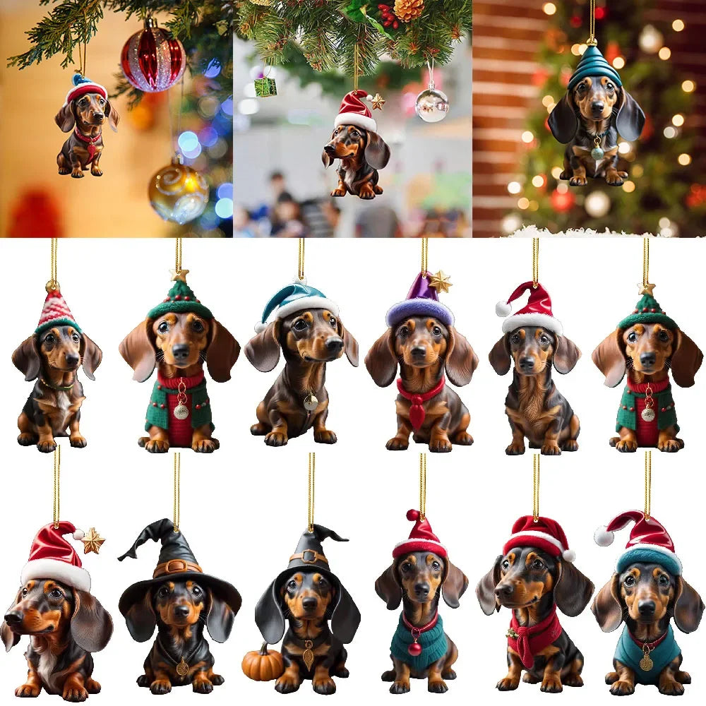 Christmas Sausage Dog Tree Ornaments