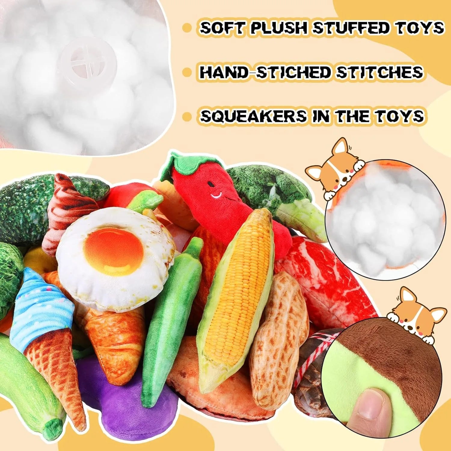 100Pcs Soft Dog Toy Bundle