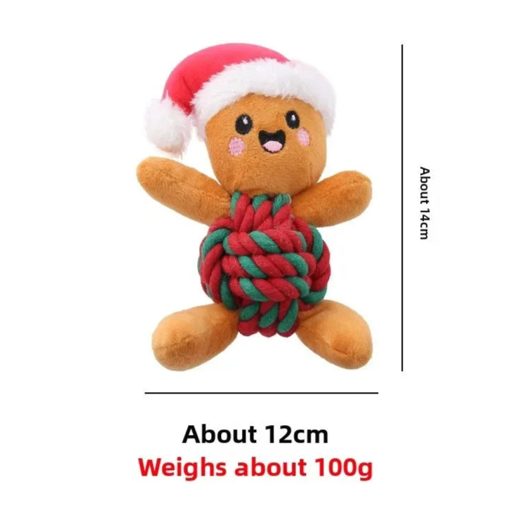 Christmas Dog Toys with Cotton Rope & Squeakers