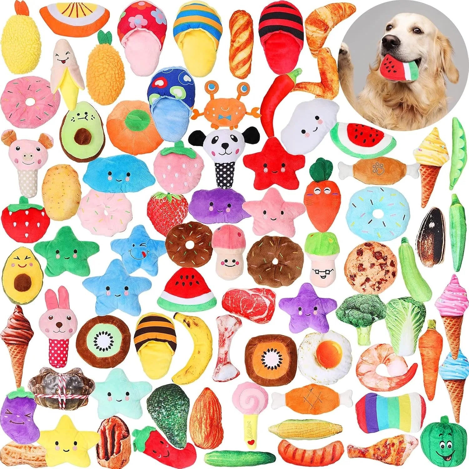 100Pcs Soft Dog Toy Bundle