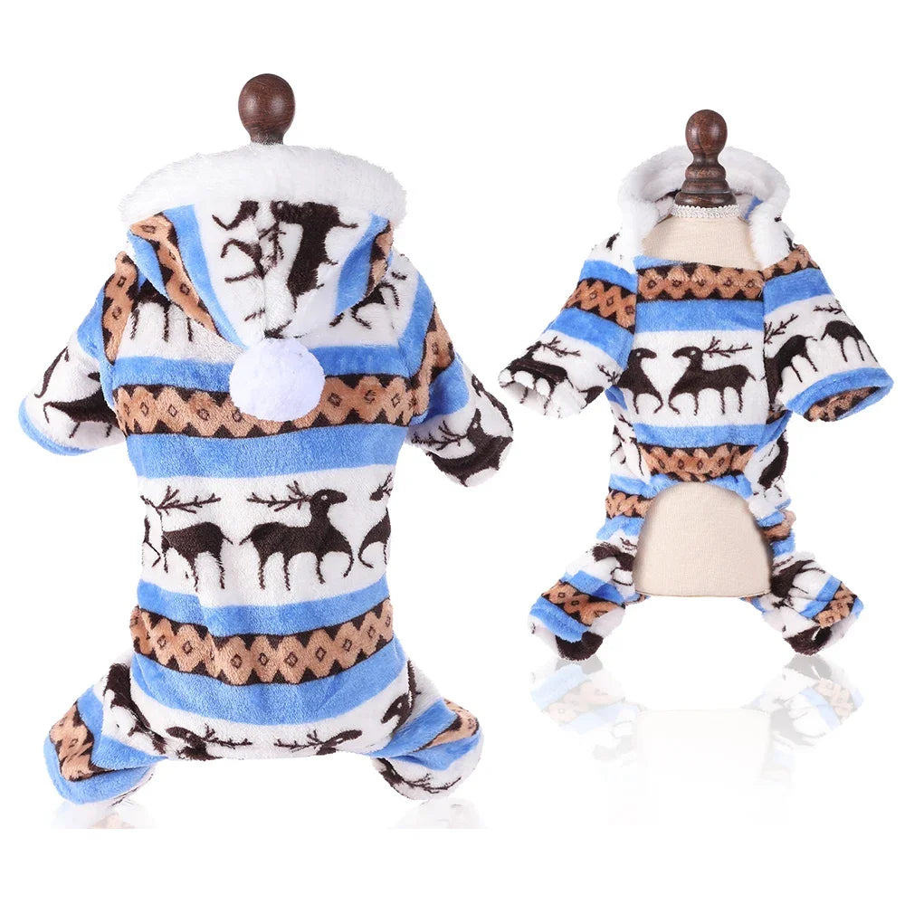 Dog sweater with reindeer pattern