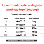 Size chart for dog bed with dimensions and weight capacity