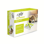 Boxed puzzle feeder dog toy on a white background