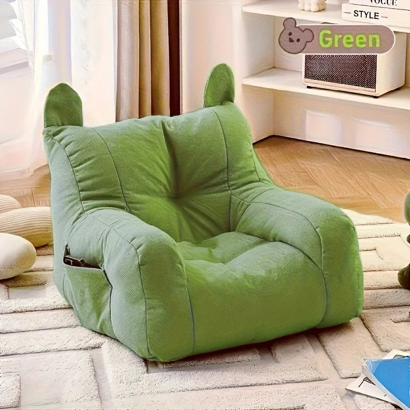 Green dog sofa bed with animal ears in a room setting